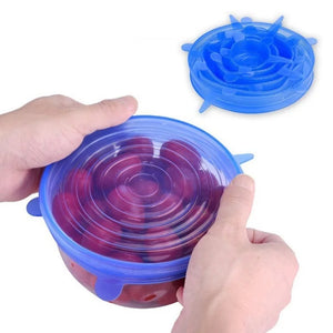 6-Piece Silicone Stretch Lids Set Leak-Proof Reusable Bowl Covers