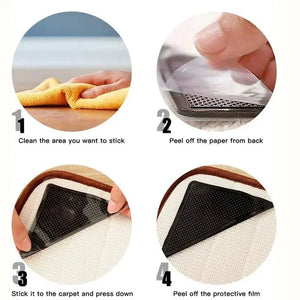 Transparent L - Shaped Reusable Silicone Rug Gripper Anti - Slip Corners Pads - Shoplex
