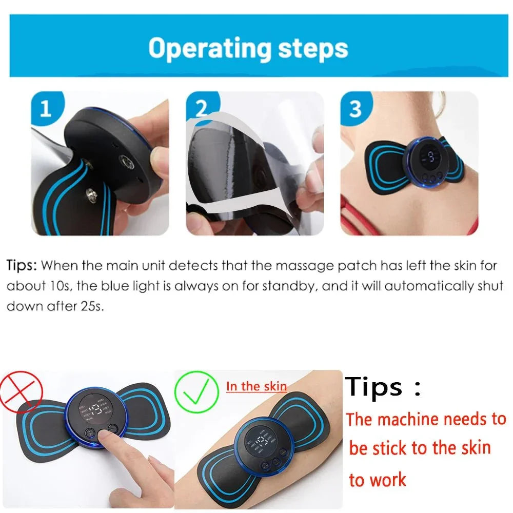 8 - Mode LCD EMS Neck and Body Pulse Massager Pad - Shoplex