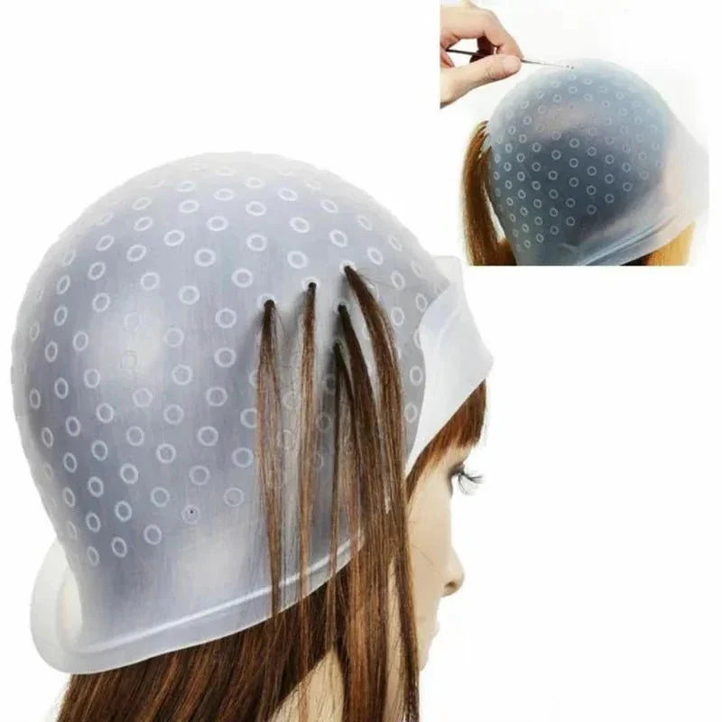 Professional Silicone Hair Dyeing Cap Reusable Staining Cap with Hooks - Shoplex
