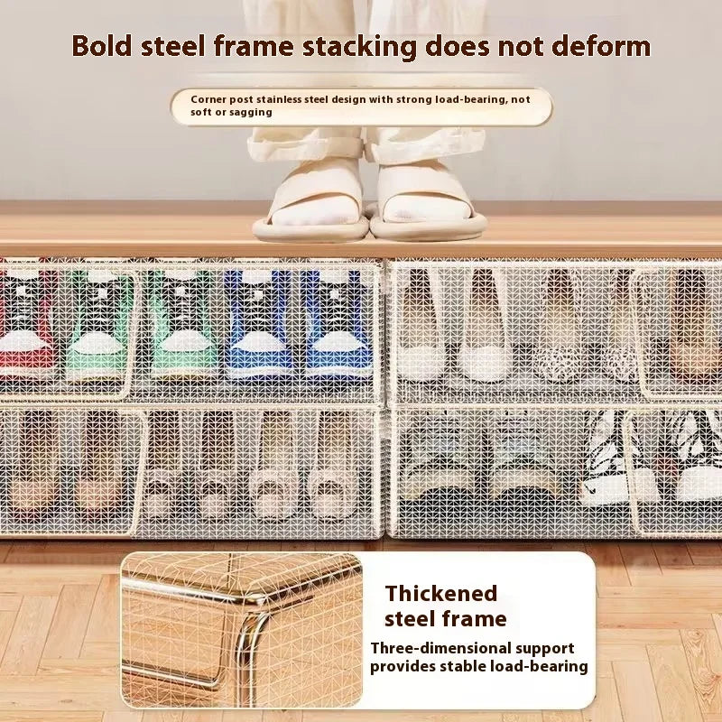 Foldable Transparent PVC Shoe Storage Box Dustproof Moisture-Free Organizer