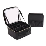 Portable Travel Makeup Organizer Case with LED Mirror and Detachable Pouch - product view 6 - Shoplex