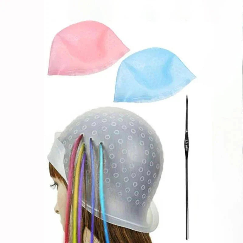 Professional Silicone Hair Dyeing Cap Reusable Staining Cap with Hooks - Shoplex