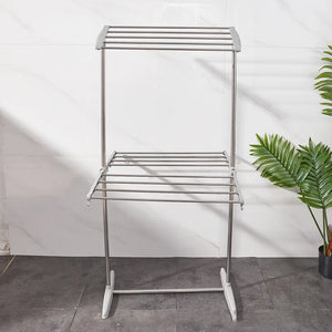 Foldable Winged Laundry Drying Rack 2-Layer Portable Clothes Organizer