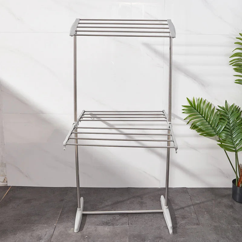 Foldable Winged Laundry Drying Rack 2-Layer Portable Clothes Organizer