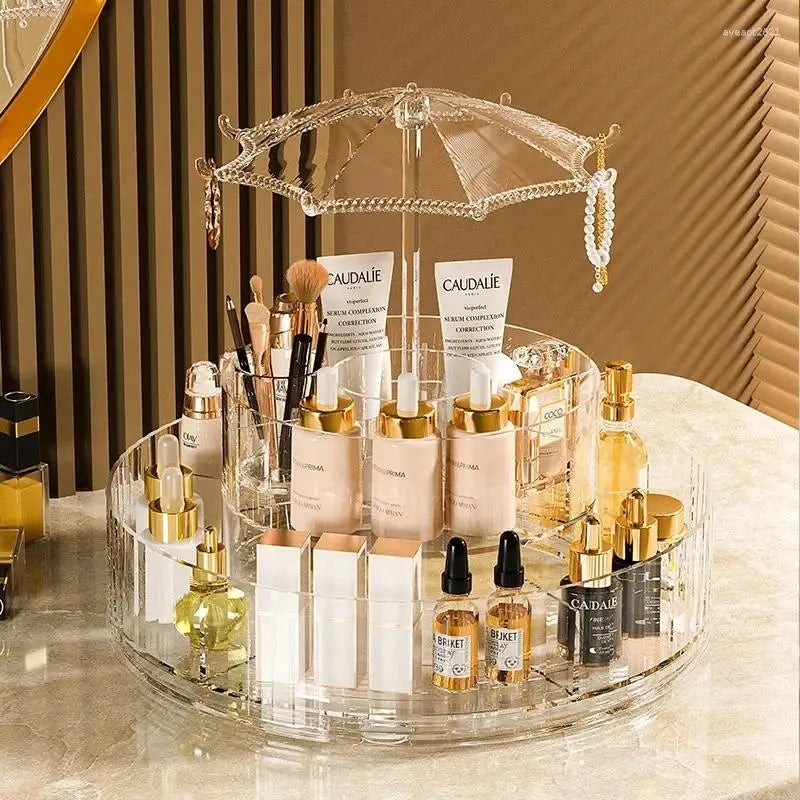 Transparent Acrylic Makeup Organizer Cosmetic Storage Dresser Shelf