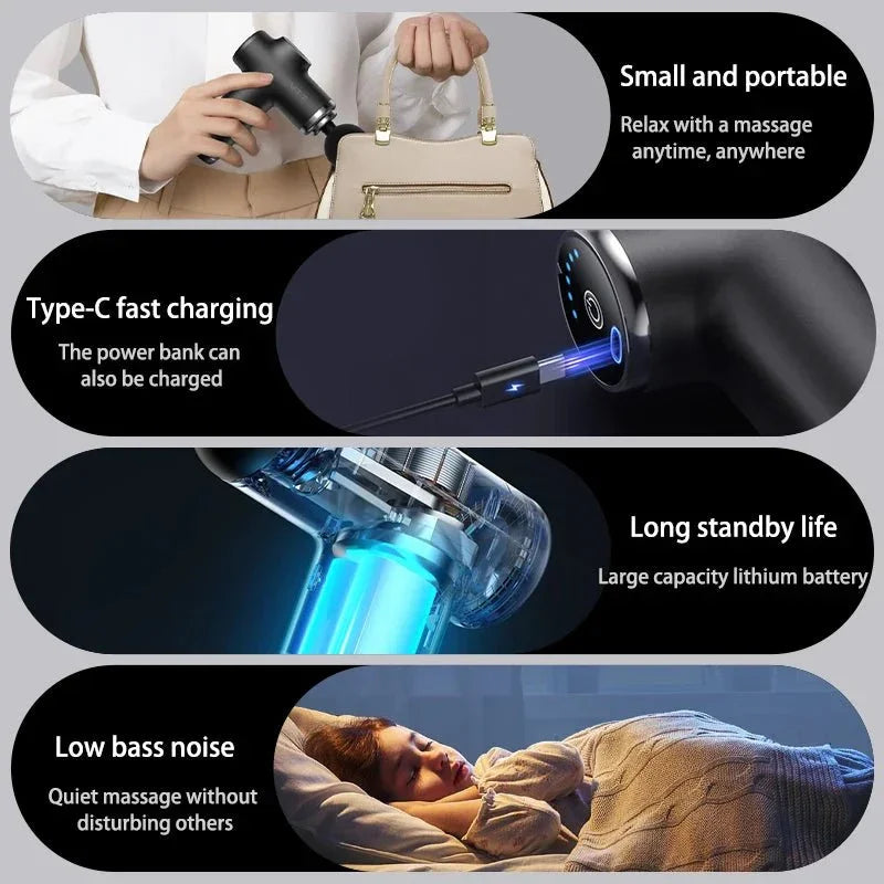 Portable Mini Massage Gun 3200RPM Quiet Deep Tissue Percussion Therapy - Shoplex