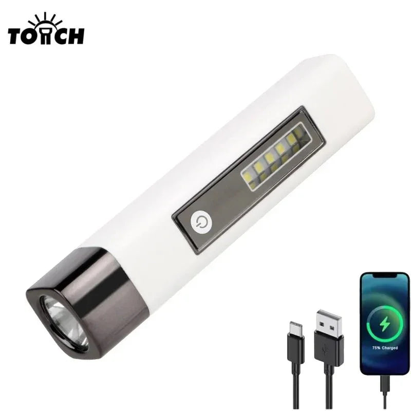 USB Rechargeable Mini LED COB Sidelight Handheld Flashlight for Emergency - Shoplex