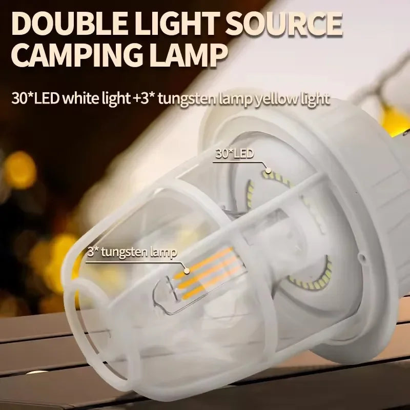 Solar Rechargeable Camping Lantern with 1200mAh Power Bank Nightlight