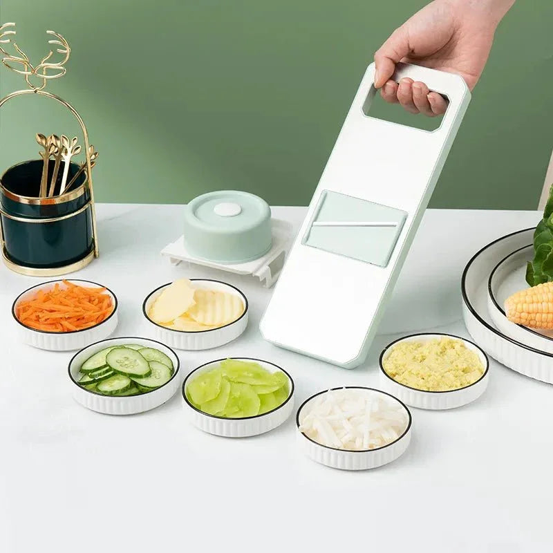 6-in-1 Manual Vegetable Chopper Slicer with Drain Basket