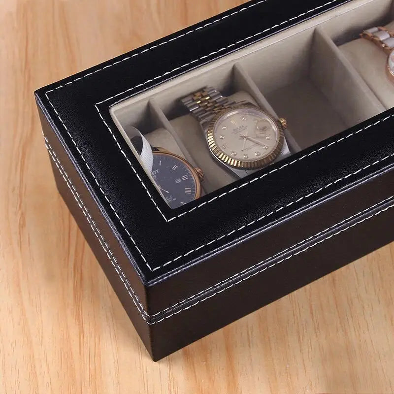 Luxury PU Leather Watch Display Box With Transparent Sunroof