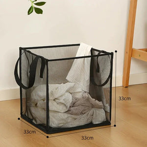 Collapsible Foldable Mesh Laundry Basket Pop - Up Hamper 32x32x32cm - Shoplex