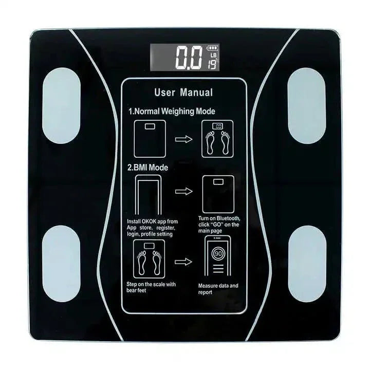 Smart Bluetooth Tempered Glass Body Fat Scale with BMI - Shoplex