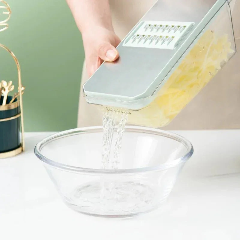 6-in-1 Manual Vegetable Chopper Slicer with Drain Basket