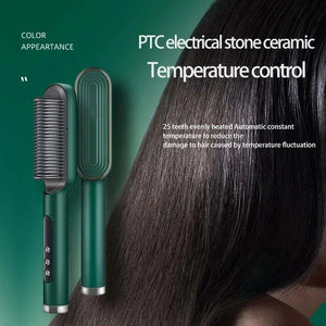 45W Ceramic Hair Straightener Brush for Straight and Curly - Shoplex