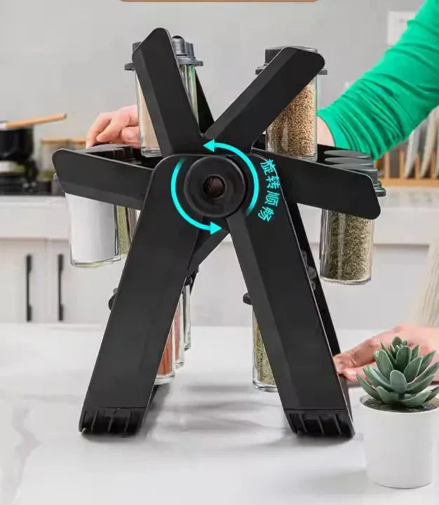 Rotating Ferris Wheel Spice Rack, 18 Jar Seasoning Set, Kitchen Organizer - Shoplex