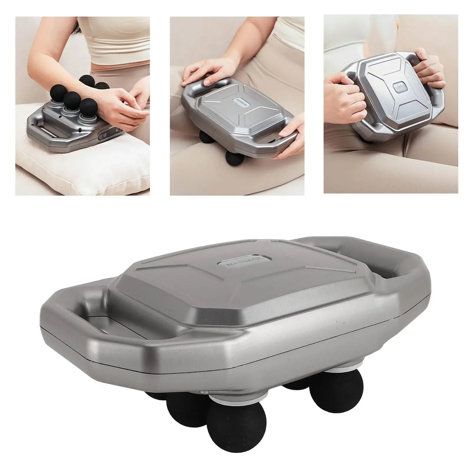 Deep Tissue Percussion Massage Gun, 6 Heads, Heating, Dual Handle