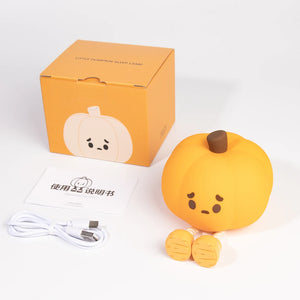Kids Pumpkin Silicone Night Light with USB Rechargeable Battery
