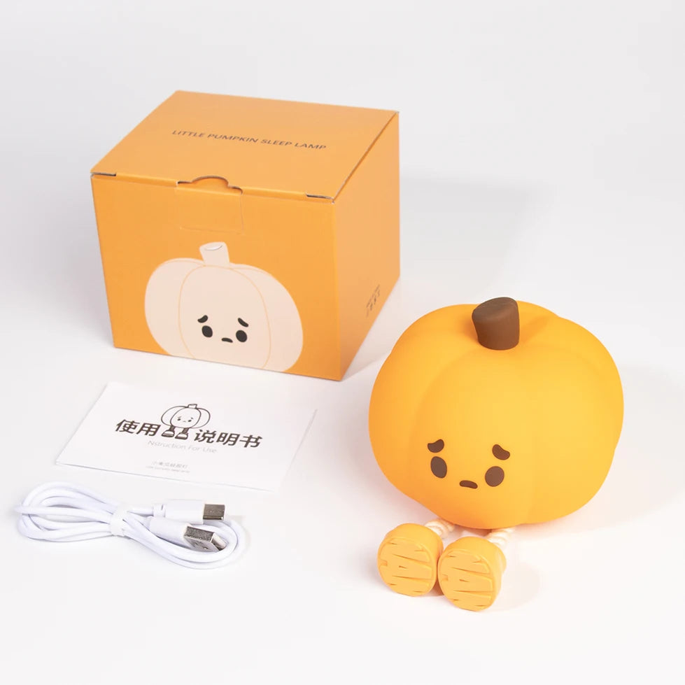Kids Pumpkin Silicone Night Light with USB Rechargeable Battery