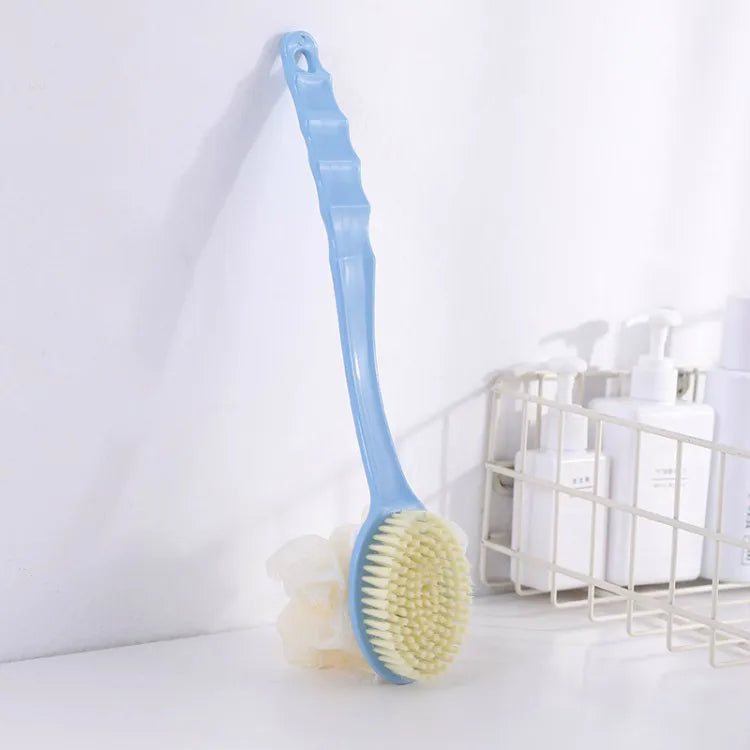 Long-Handle Exfoliating Bath Brush with Bristles and Hanging Hook