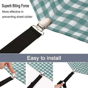 Adjustable 4pcs Bed Sheet Straps with Heavy - Duty Metal Clips - Shoplex