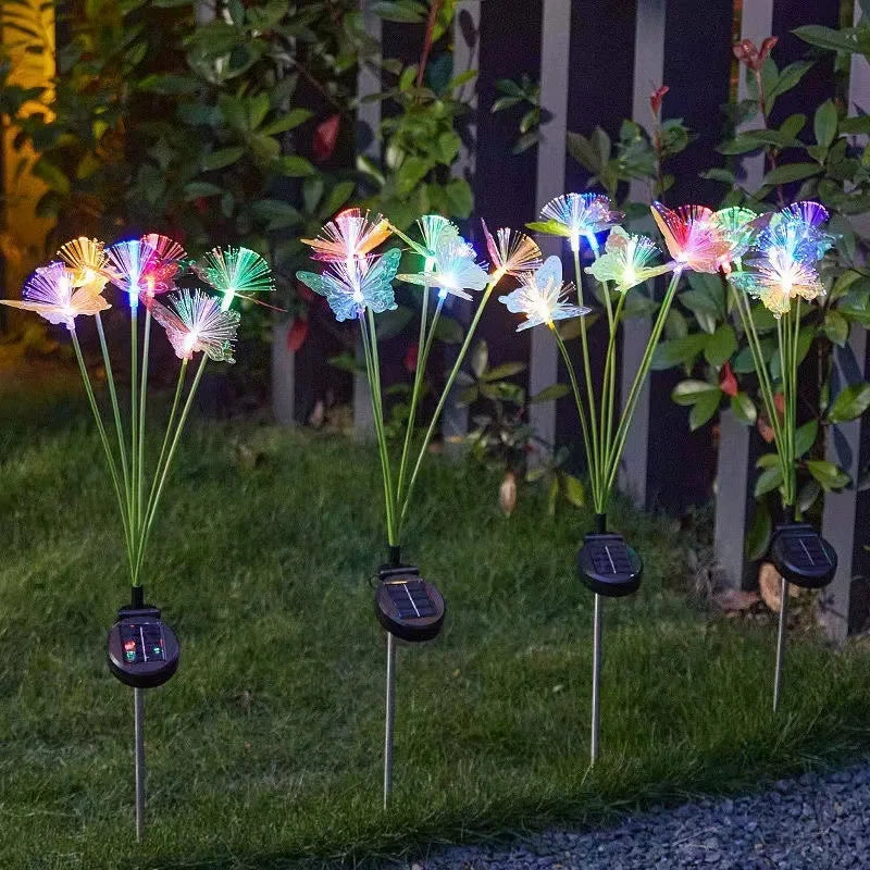 Solar LED Fiber Optic Butterfly Garden Floor Insert Light IP65