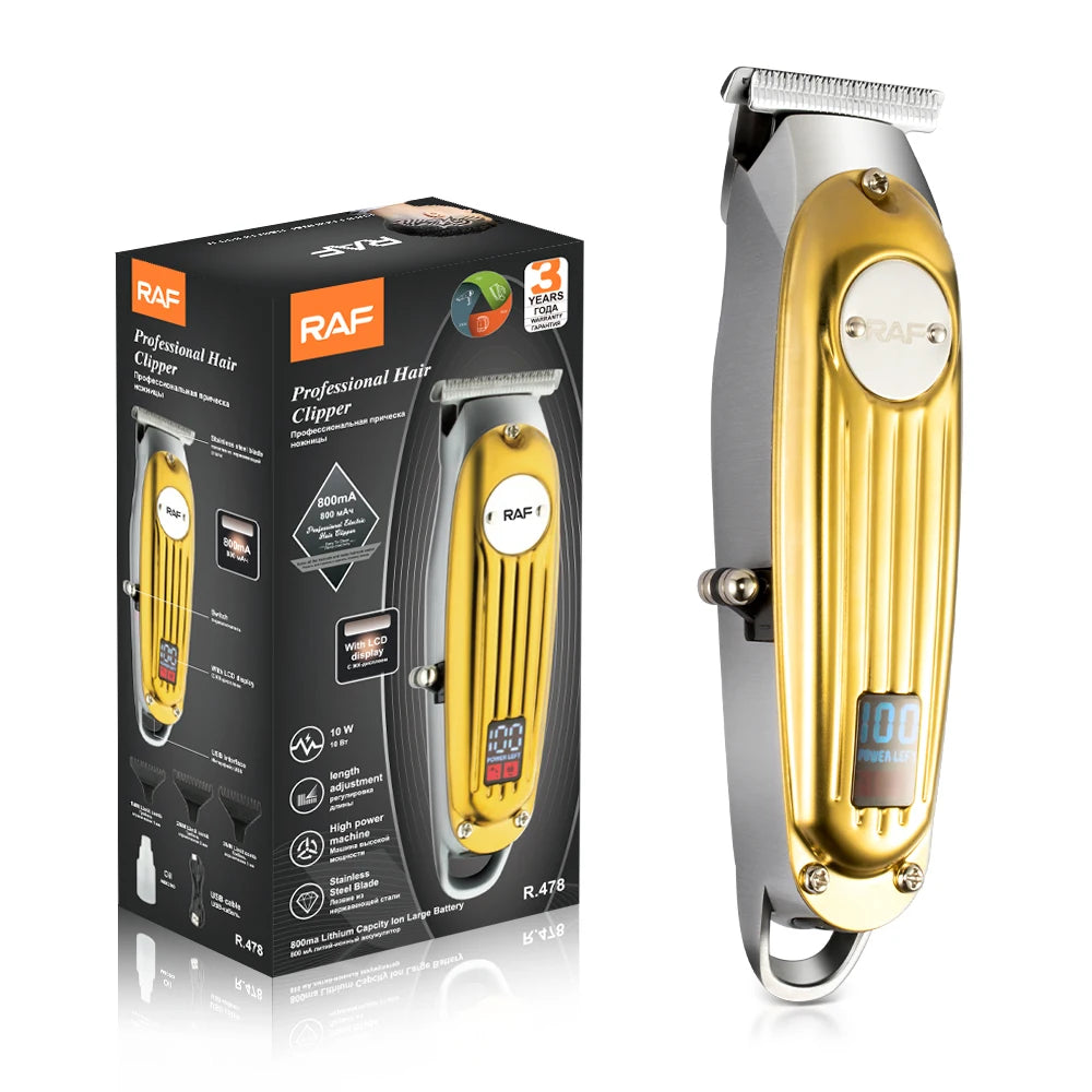RAF USB Rechargeable Cordless Hair Clipper Trimmer Kit Digital Display