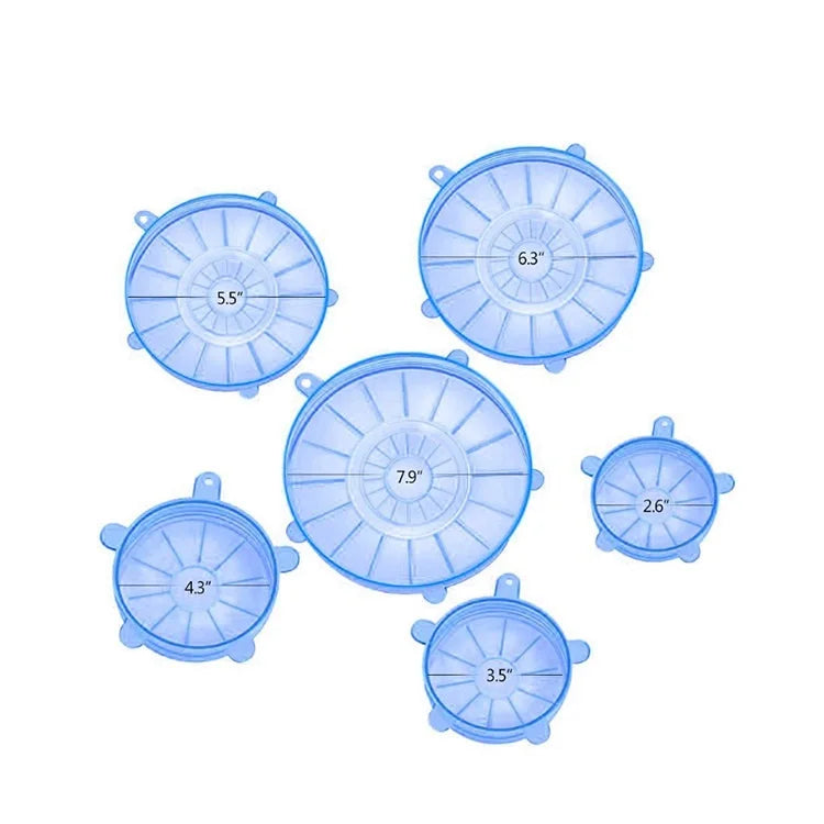 6-Piece Silicone Stretch Lids Set Leak-Proof Reusable Bowl Covers