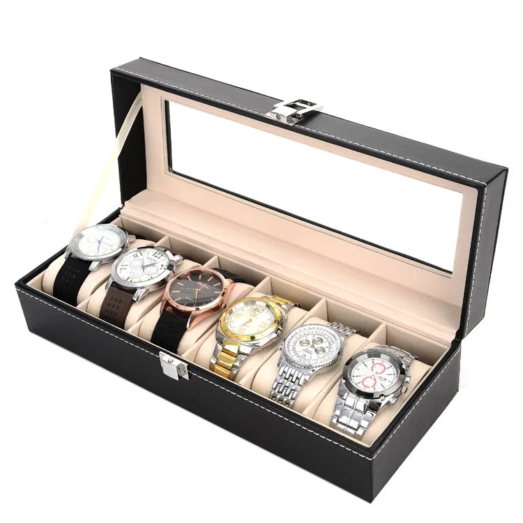 Luxury PU Leather Watch Display Box With Transparent Sunroof
