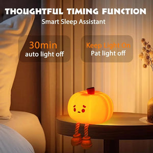 Kids Pumpkin Silicone Night Light with USB Rechargeable Battery