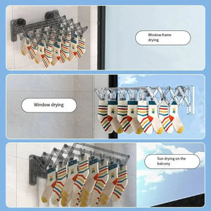 Foldable Suction Cup Sock Rack Invisible Multi - Functional Drying Hanger - Shoplex