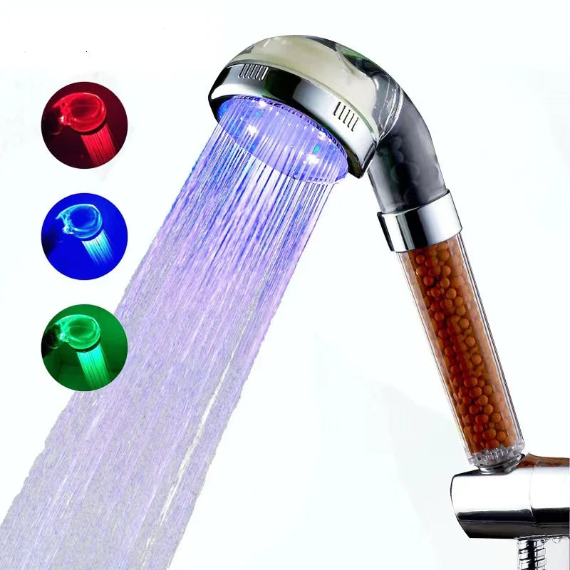 7-Color LED Tourmaline Handheld Shower Head Anion SPA Therapy