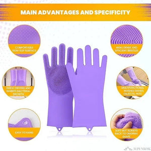 Food Grade Silicone Dishwashing Gloves with Built - In Scrubber - Shoplex