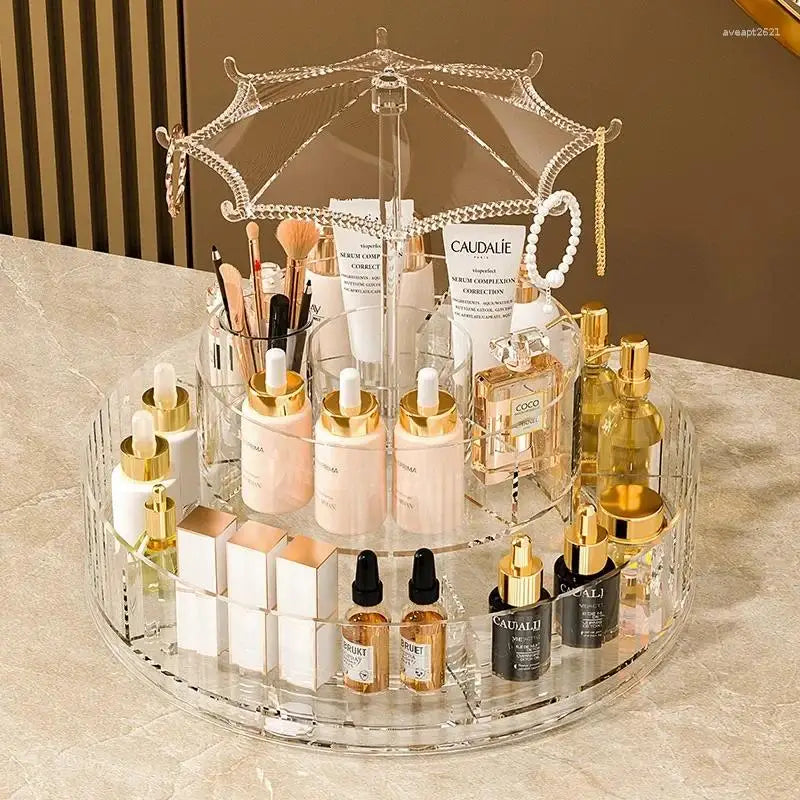 Transparent Acrylic Makeup Organizer Cosmetic Storage Dresser Shelf