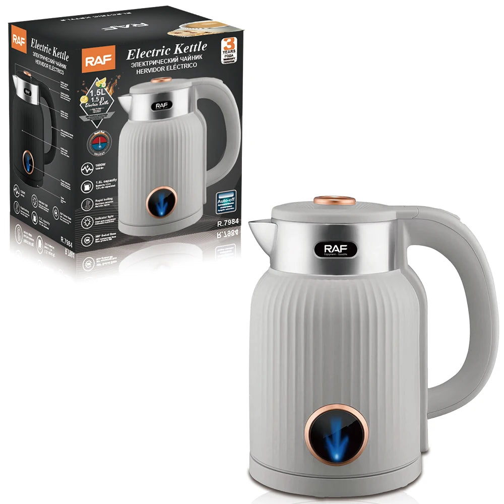 RAF Retro Stainless Steel Electric Kettle with Thermometer, 1.5L