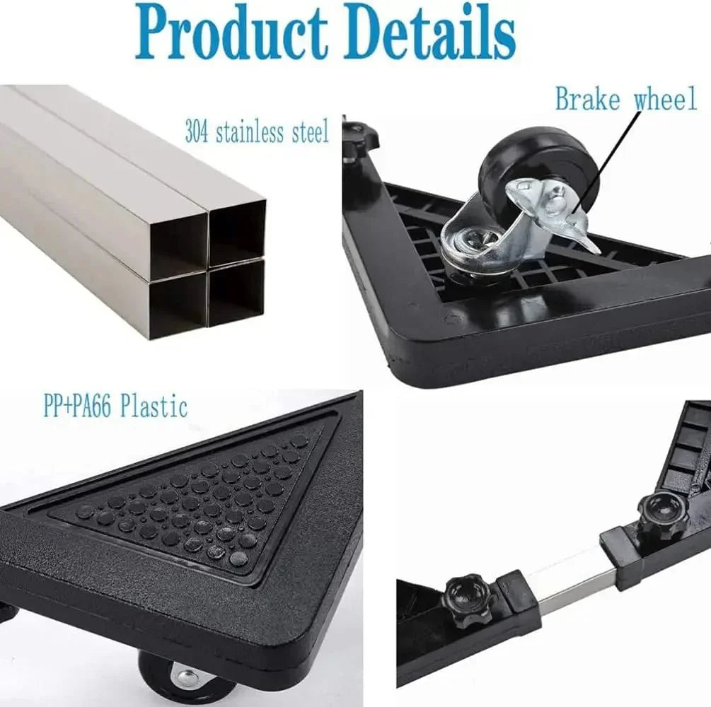 Adjustable Stainless Steel Appliance Base Stand with Lockable Casters - Shoplex