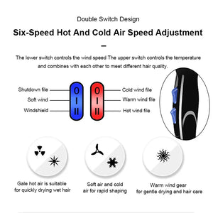 Professional Salon Hot & Cold Ionic Hair Dryer 2000W Powerful - Shoplex