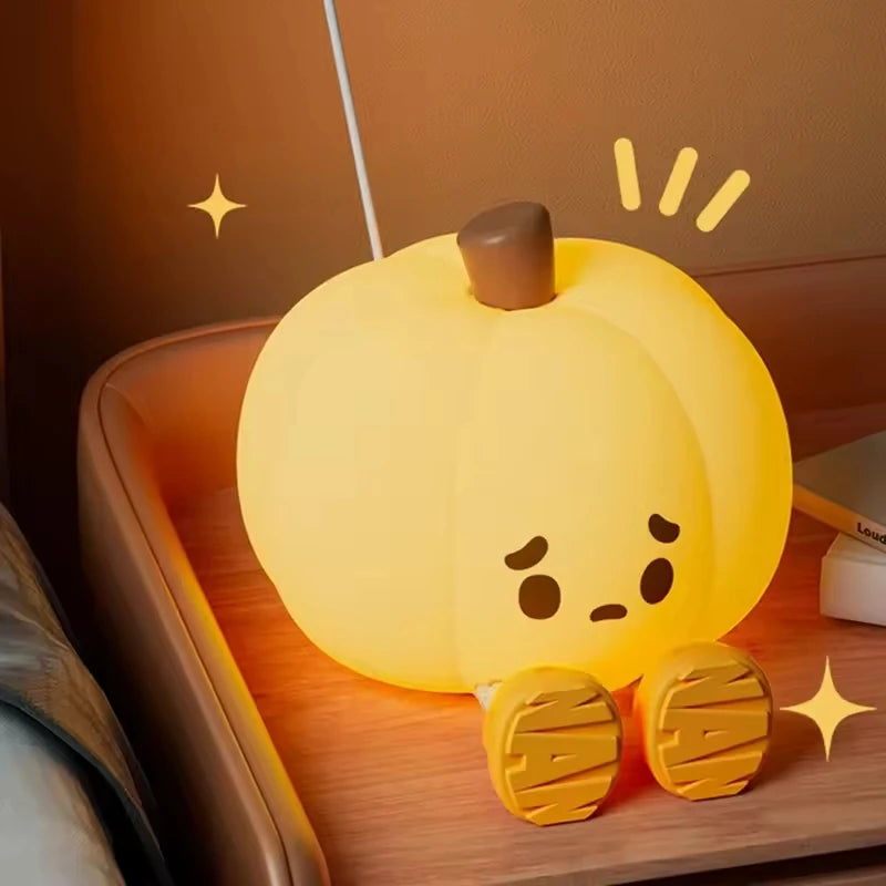 Kids Pumpkin Silicone Night Light with USB Rechargeable Battery