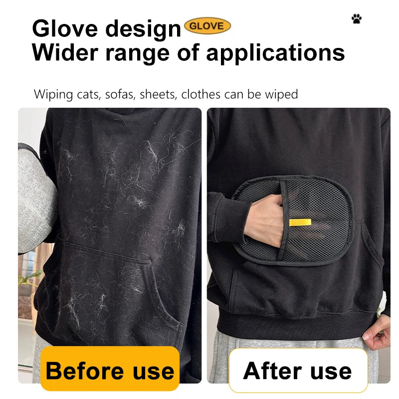 Black Pet Grooming Hair Removal Glove for Cats and Dogs - product view 4 - Shoplex