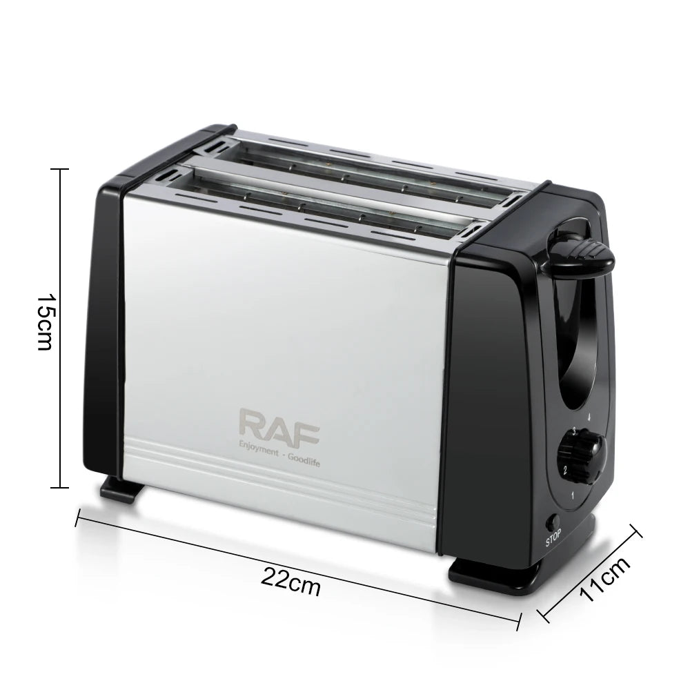 RAF Stainless Steel 2-Slice Toaster 650W Double-Sided Baking Card-Slot