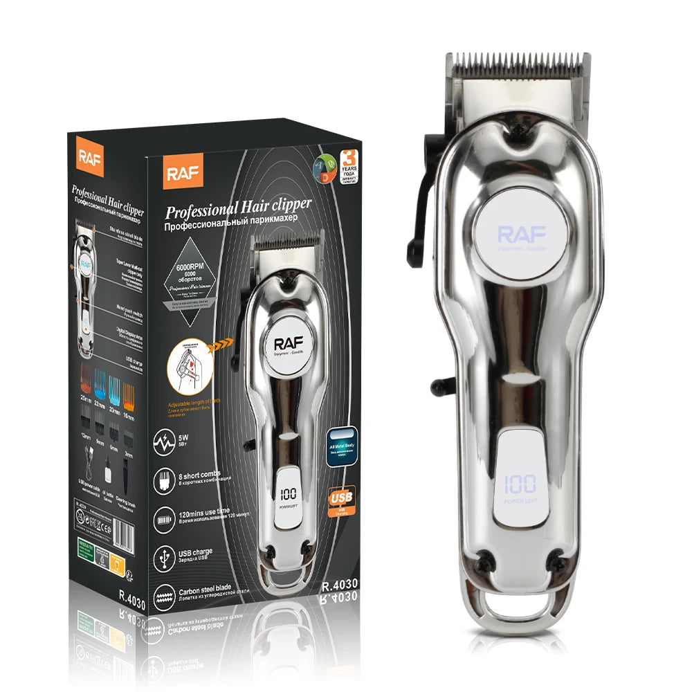 RAF Metal Body Waterproof Professional Hair Trimmer USB Rechargeable Clipper