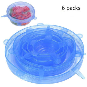 6-Piece Silicone Stretch Lids Set Leak-Proof Reusable Bowl Covers
