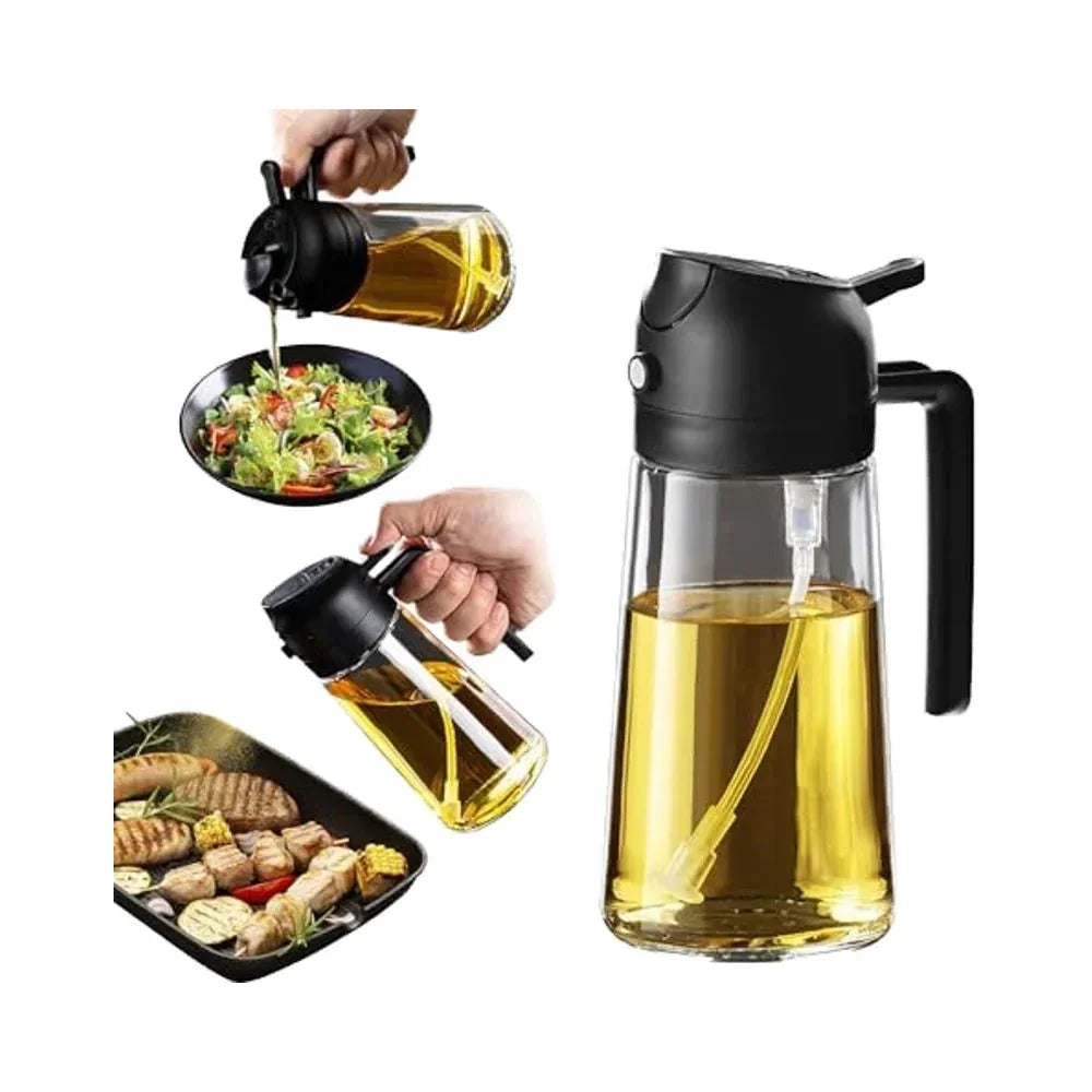 Black Glass Olive Oil Dispenser Spray Bottle 470ml Capacity - Shoplex