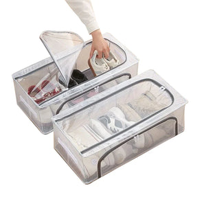 Foldable Transparent PVC Shoe Storage Box Dustproof Moisture-Free Organizer