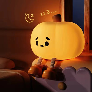 Kids Pumpkin Silicone Night Light with USB Rechargeable Battery