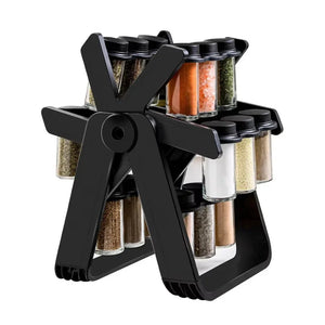 Rotating Ferris Wheel Spice Rack, 18 Jar Seasoning Set, Kitchen Organizer - Shoplex