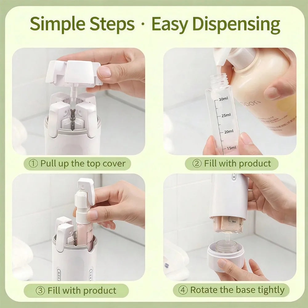 4-In-1 Travel Refillable Toiletry Bottles Leak-Proof Multicolor Set