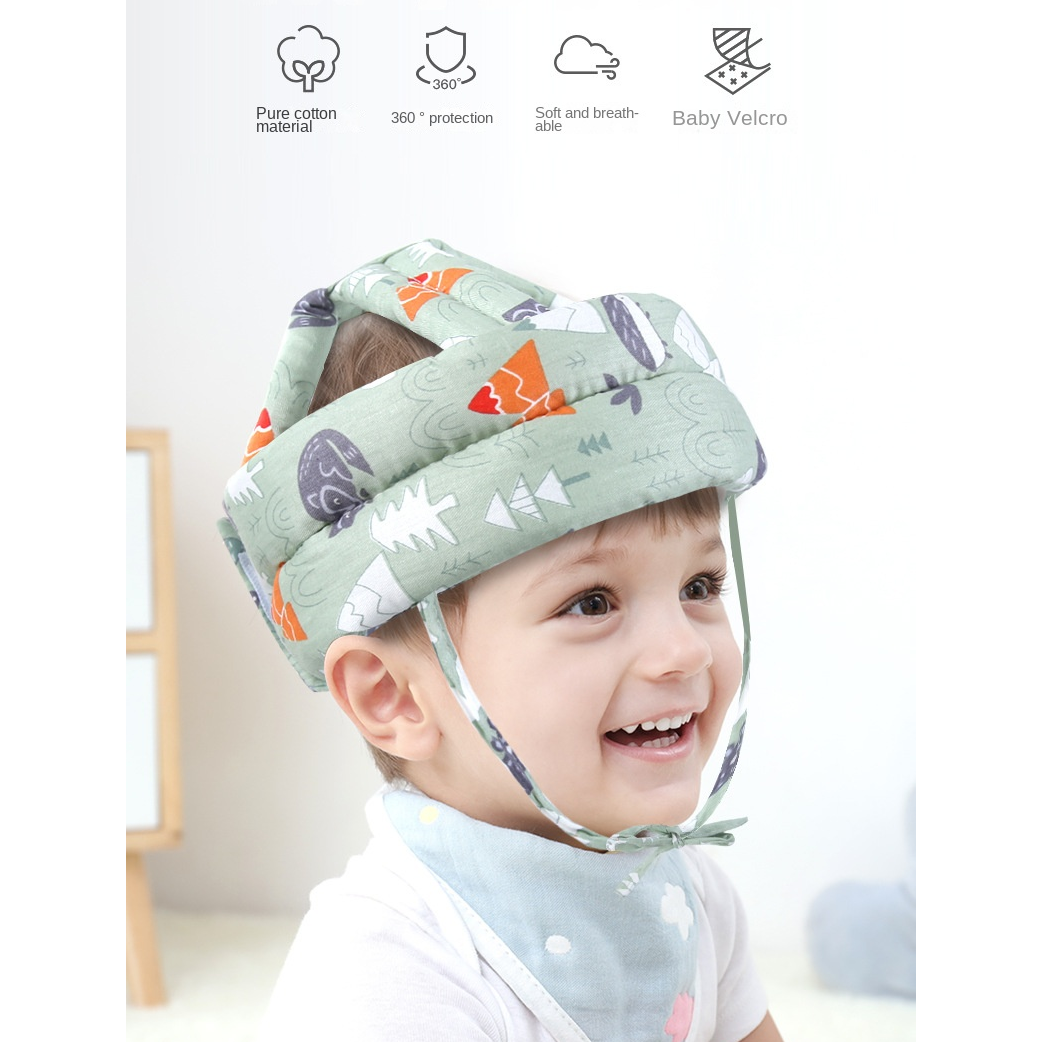 Baby Protective Helmet Hat 360° Impact Cushion Soft Cotton Gray - Shoplex
